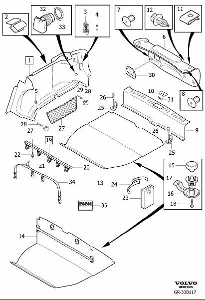Diagram Interior trim luggage compartment for your 2024 Volvo V60 Cross Country   