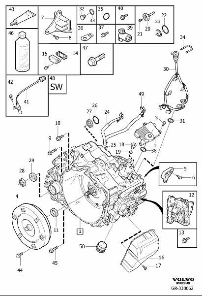 Diagram Gearbox, automatic, transmission, automatic for your 2009 Volvo S60   