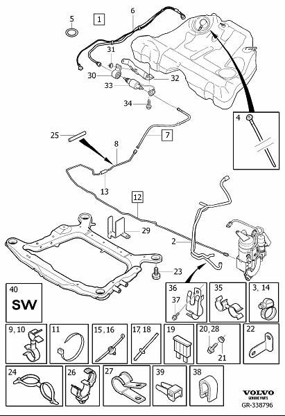 Diagram Additional heater, installation kit for your Volvo