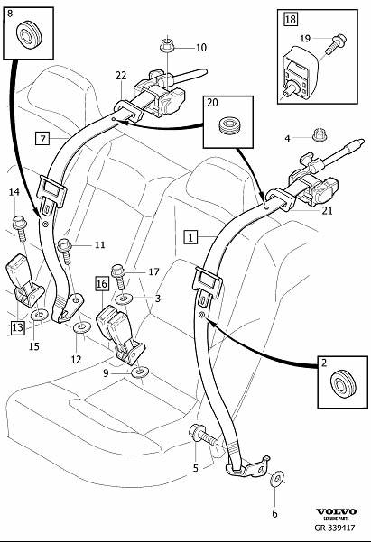Diagram Rear seat belt for your 2006 Volvo V70   
