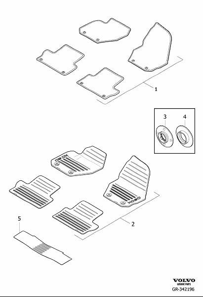Diagram Mats passenger compartment for your 2023 Volvo S60   