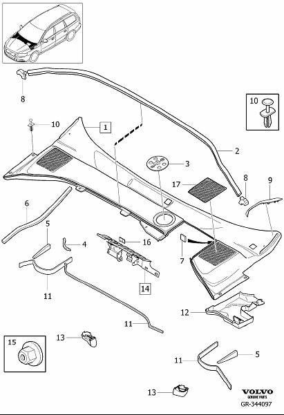 Diagram Windscreen drainage for your 2009 Volvo V70   