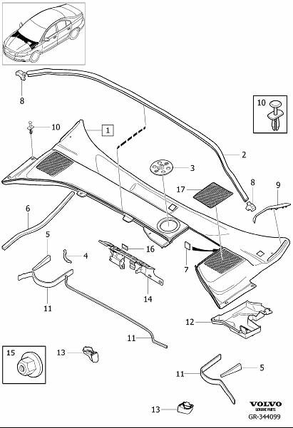 Diagram Windscreen drainage for your 2002 Volvo V70   