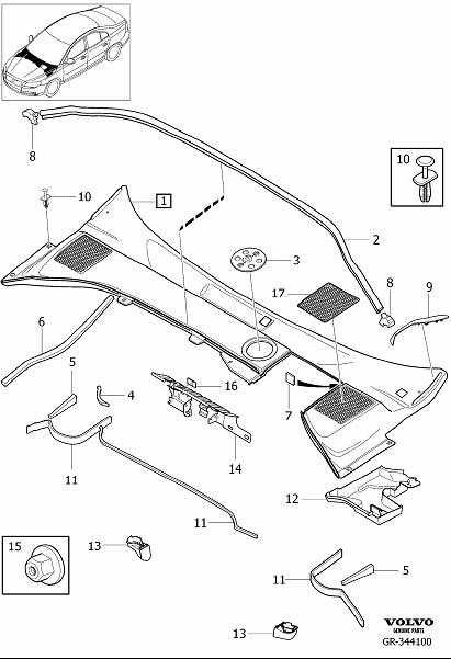 Diagram Windscreen drainage for your 1998 Volvo V70   