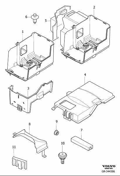 Diagram Battery box and mounting parts for your 2005 Volvo S40   