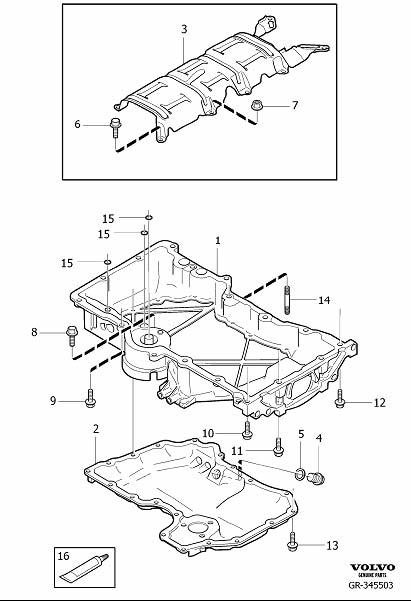 Diagram Sump, Oil pan for your Volvo