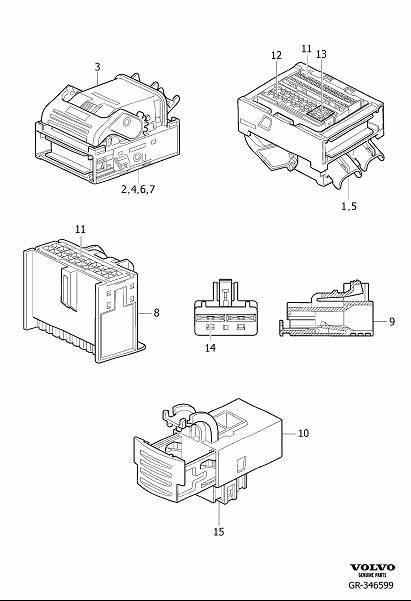 Full size assembly image of Central electronic module (CEM) component parts (1/1)