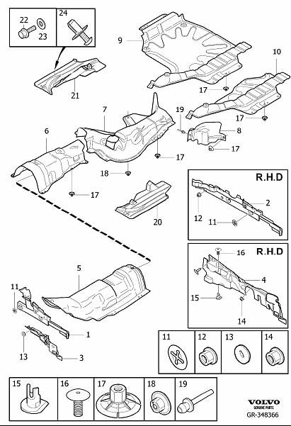 Diagram Heat shields for your Volvo S60 Cross Country  