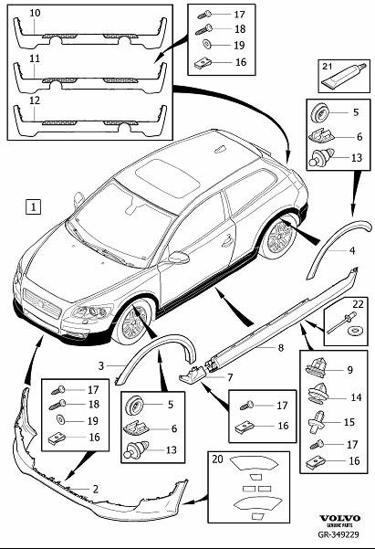 Diagram Body kit for your 2002 Volvo V70   