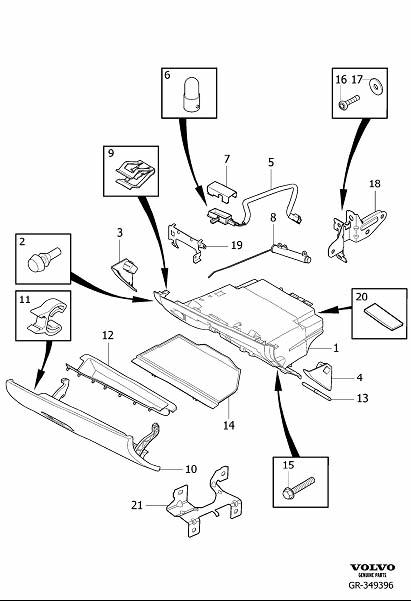 Diagram Glove compartment for your 2021 Volvo V60 Cross Country   