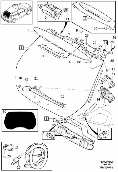Diagram Trunk lid, tailgate, boot lid, tailgate for your 2000 Volvo S40   