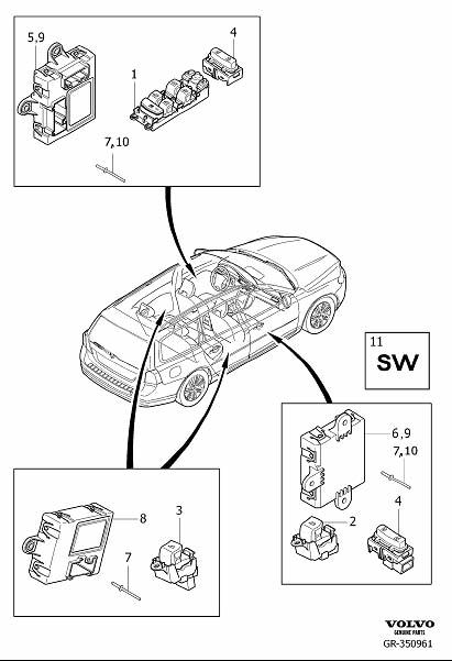 Diagram Switch doors for your 2001 Volvo V70   