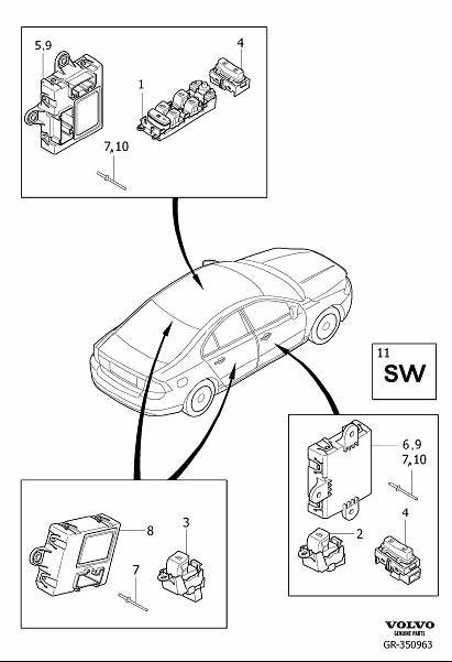 Diagram Switch doors for your 2004 Volvo V70   