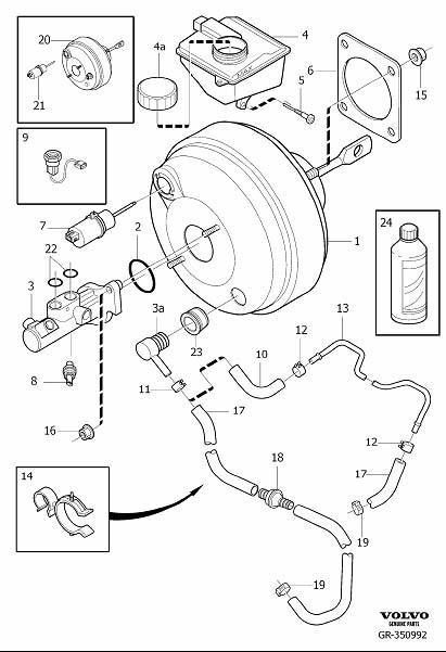 Diagram Master cylinder, servocylinder for your Volvo V70  