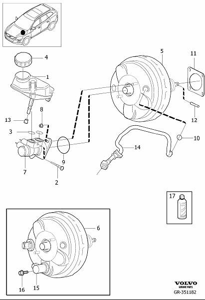 Diagram Master cylinder, power brake booster for your Volvo XC60  