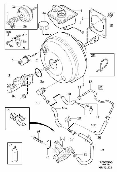 Diagram Master cylinder, servocylinder for your Volvo