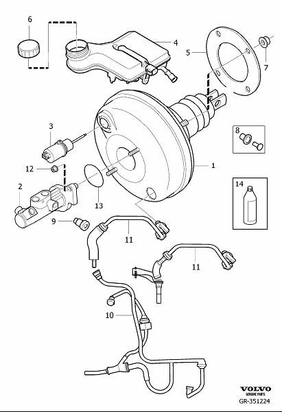 Diagram Master cylinder, power brake booster for your 2012 Volvo C70  2.5l 5 cylinder Turbo 