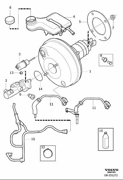 Diagram Master cylinder, power brake booster for your Volvo