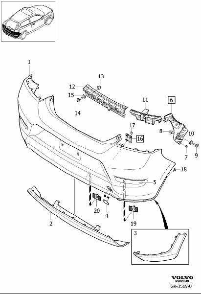 Diagram Bumpers for your 2002 Volvo S40   