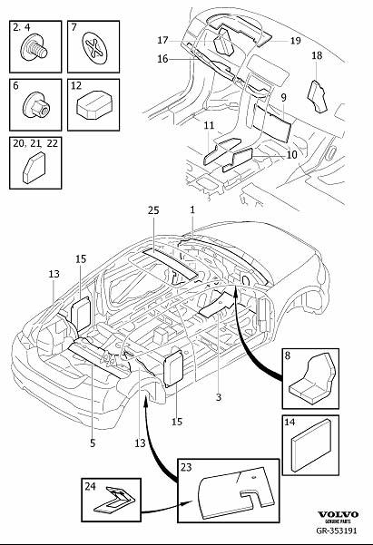 Diagram Insulation, passenger and cargo compartment for your 2008 Volvo C30   