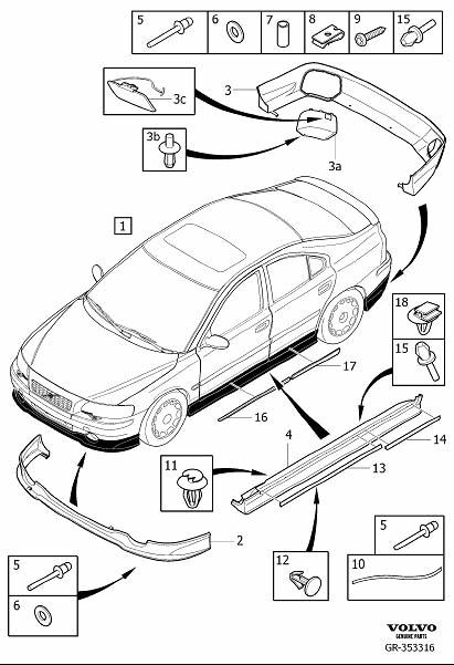 Diagram Air guides for your 2005 Volvo S60   