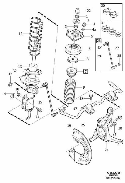 Diagram Front spring suspension for your Volvo V70  
