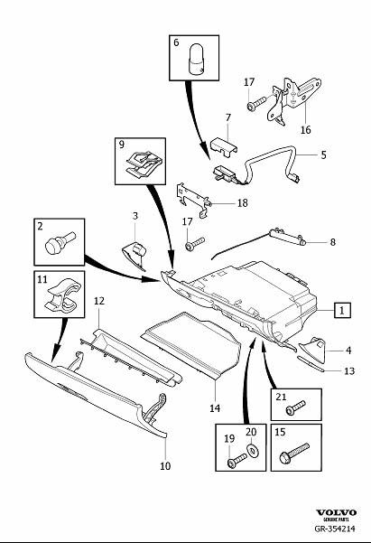 Diagram Glove compartment for your Volvo V60 Cross Country  