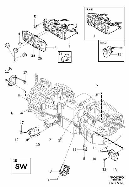 Diagram Heater controls for your 2001 Volvo S40   
