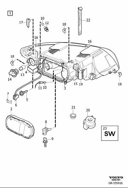 Diagram Headlamps, headlights for your Volvo S60 Cross Country  