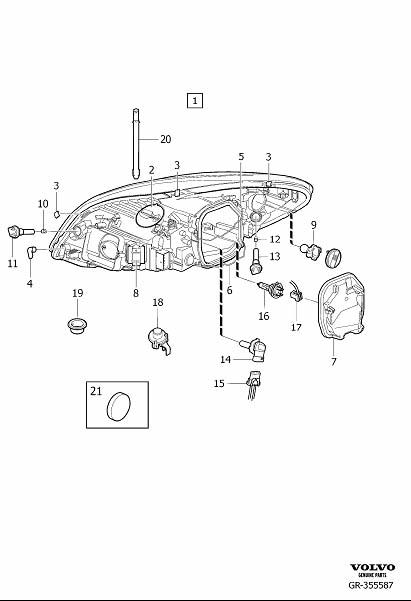 Diagram Headlamps, Headlights for your 2001 Volvo V70   