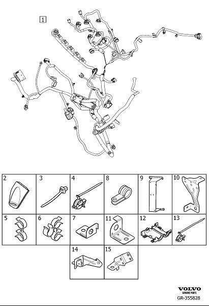 Diagram Cable harness engine component parts for your 1995 Volvo