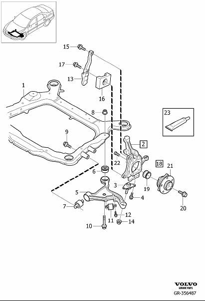 Diagram Front wheel suspension for your Volvo S60  