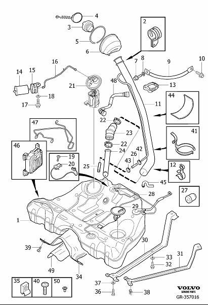 Diagram Fuel tank and connecting parts for your 2015 Volvo XC60  2.0l 4 cylinder Turbo 
