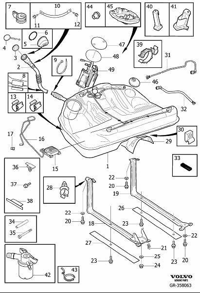 Diagram Fuel tank and connecting parts for your 2007 Volvo C30   