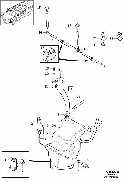 Diagram Washer equipment, front for your 2000 Volvo S40   
