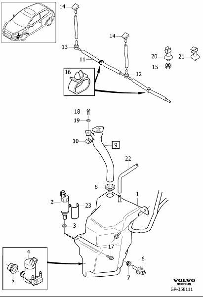 Diagram Washer equipment, front for your 2023 Volvo V60 Cross Country   
