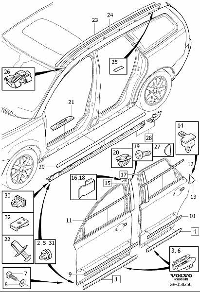 Diagram Trim parts external for your 2001 Volvo S40   