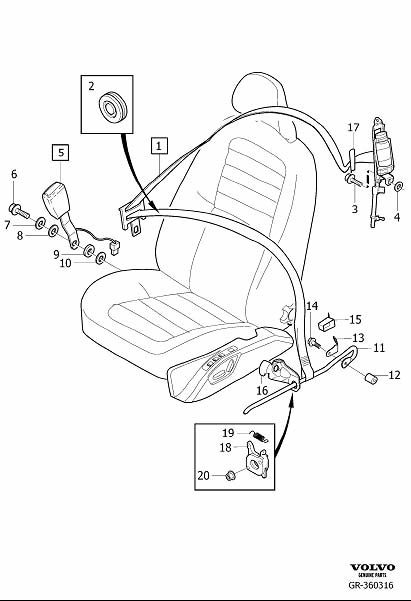 Full size assembly image of Front seat belt (1/6)