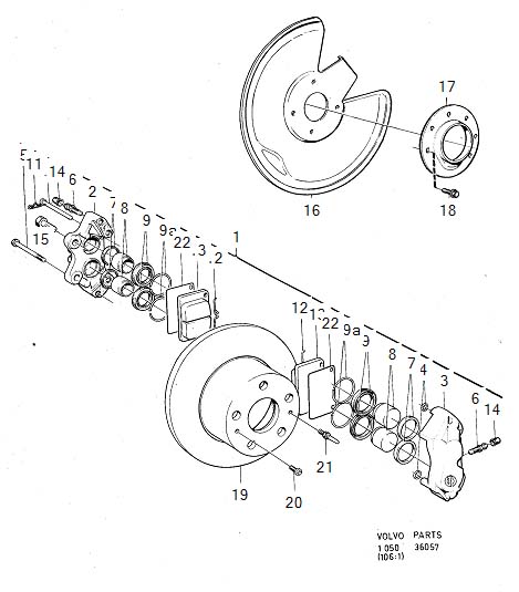 Full size assembly image of Front wheel brake, non-ventilated disc (1/6)