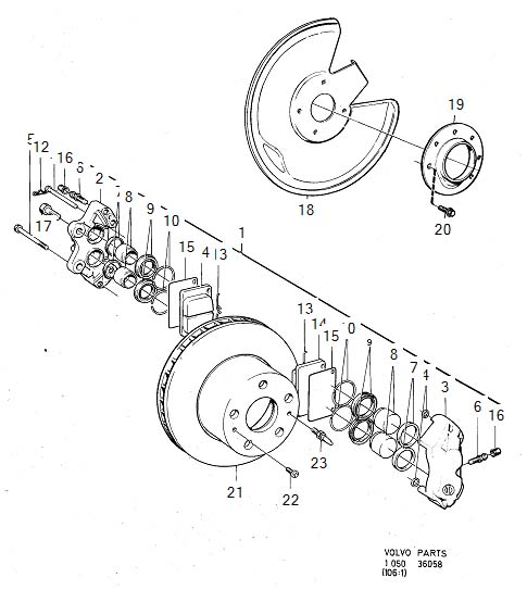 Full size assembly image of Front wheel brake, ventilated disc (1/6)