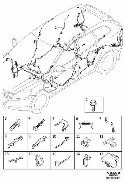 Diagram Cable harness floor section component parts for your 2016 Volvo XC60   