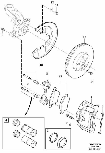 Diagram Front wheel brake for your 2022 Volvo S60   