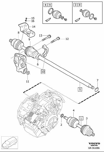 Diagram Drive shafts for your 2015 Volvo S80  3.2l 6 cylinder 