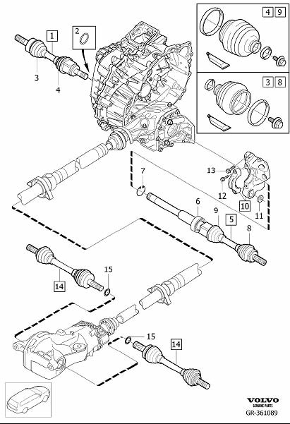 Diagram Drive shafts for your 2004 Volvo V70   