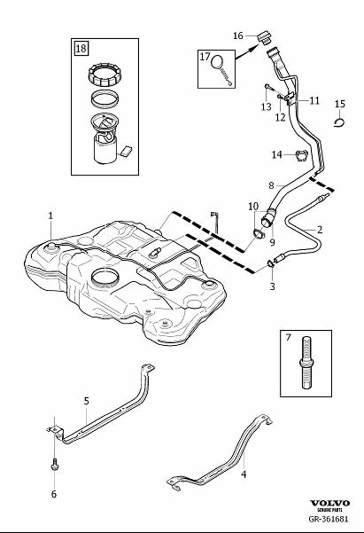 Diagram Fuel tank and connecting parts for your 2022 Volvo XC60   
