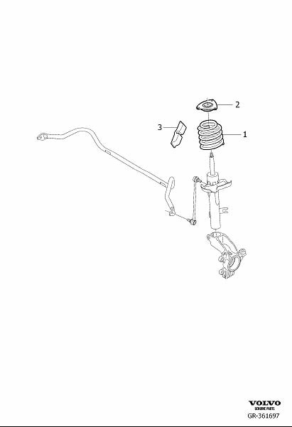 Diagram Suspension front, coil spring and torsion spring for your 2007 Volvo C30  2.5l 5 cylinder Turbo 