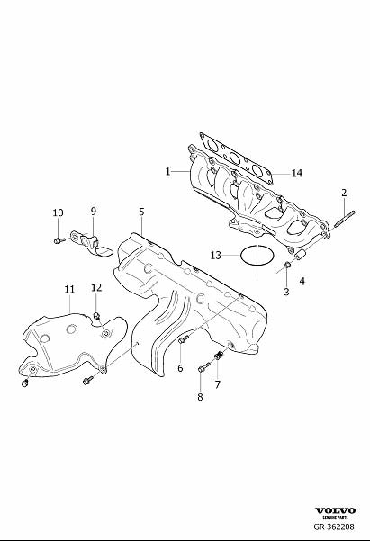 Diagram Exhaust manifold for your 2008 Volvo V70   