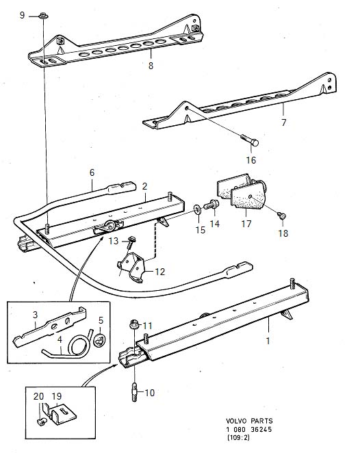 Full size assembly image of Seat subframe without height adjustment, Undercarriage, front seat (1/6)