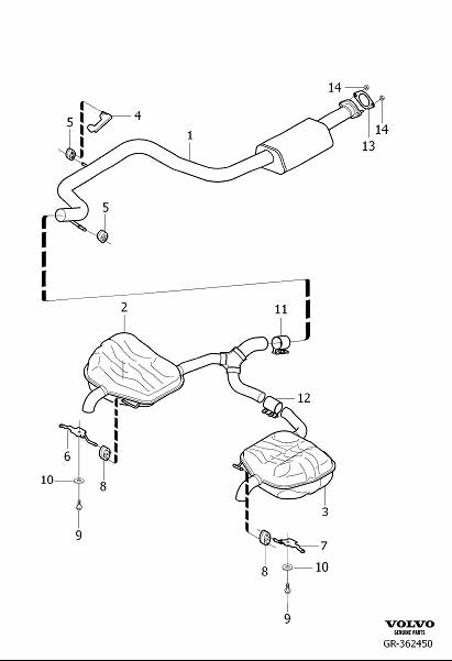 Diagram Exhaust system for your 1998 Volvo C70   