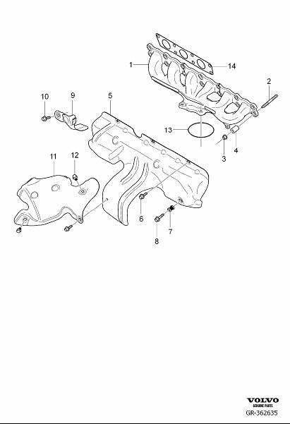 Diagram Exhaust manifold for your Volvo XC70  